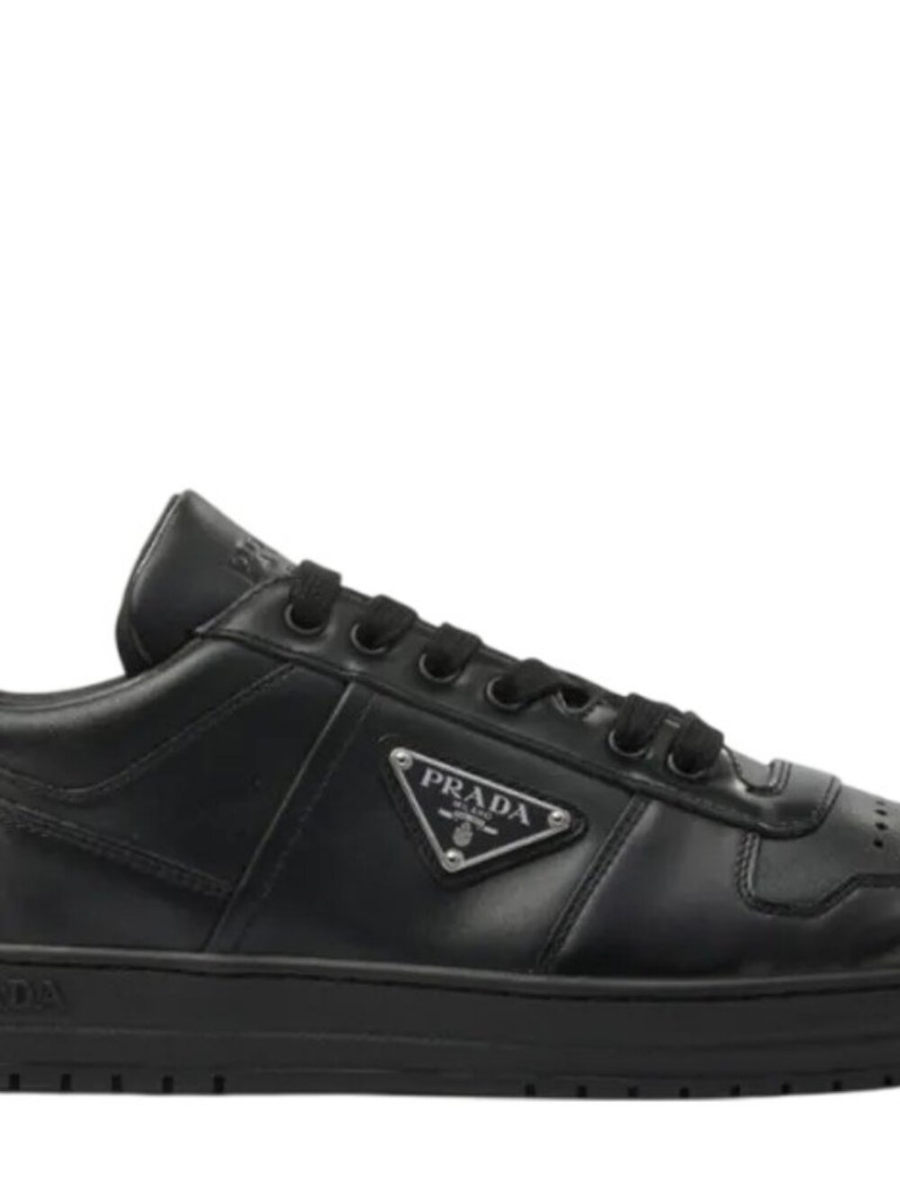 Prada Downtown Low Top Sneakers 2EE364 Black Leather Size UK 9.5